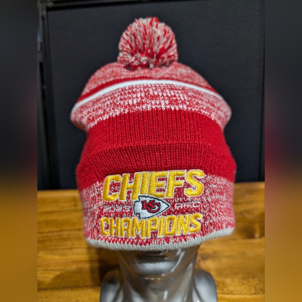 Kansas City Chiefs NFL Football 2023 AFC Champions Knit Hat Beanie 47 Brand